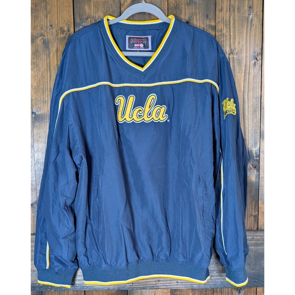 UCLA Bruins Windbreaker Pullover Mens XL Blue V-Neck Jacket Colosseum Athletics